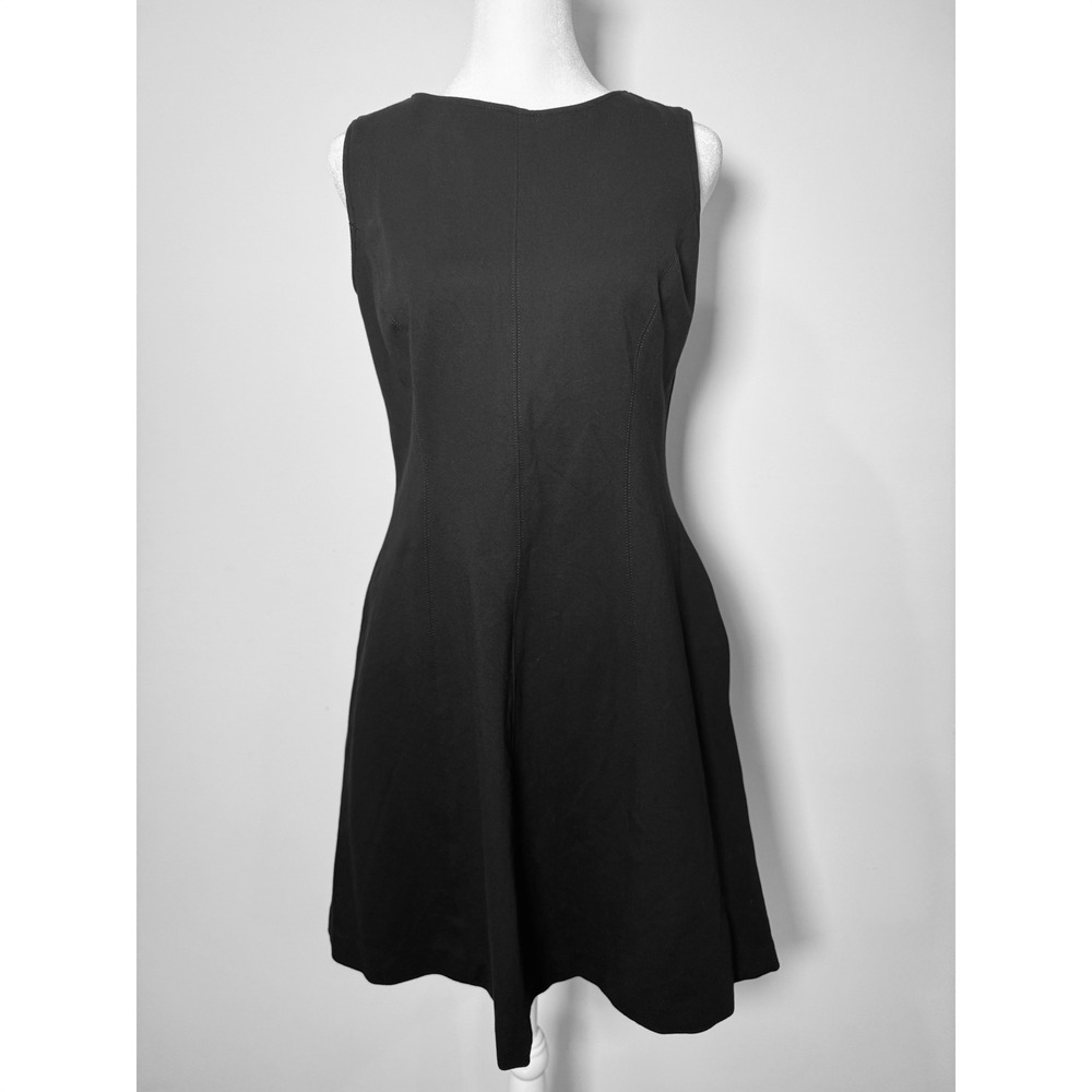 Spanx Black Sleeveless Sheath Dress Midi Zip Back Women M